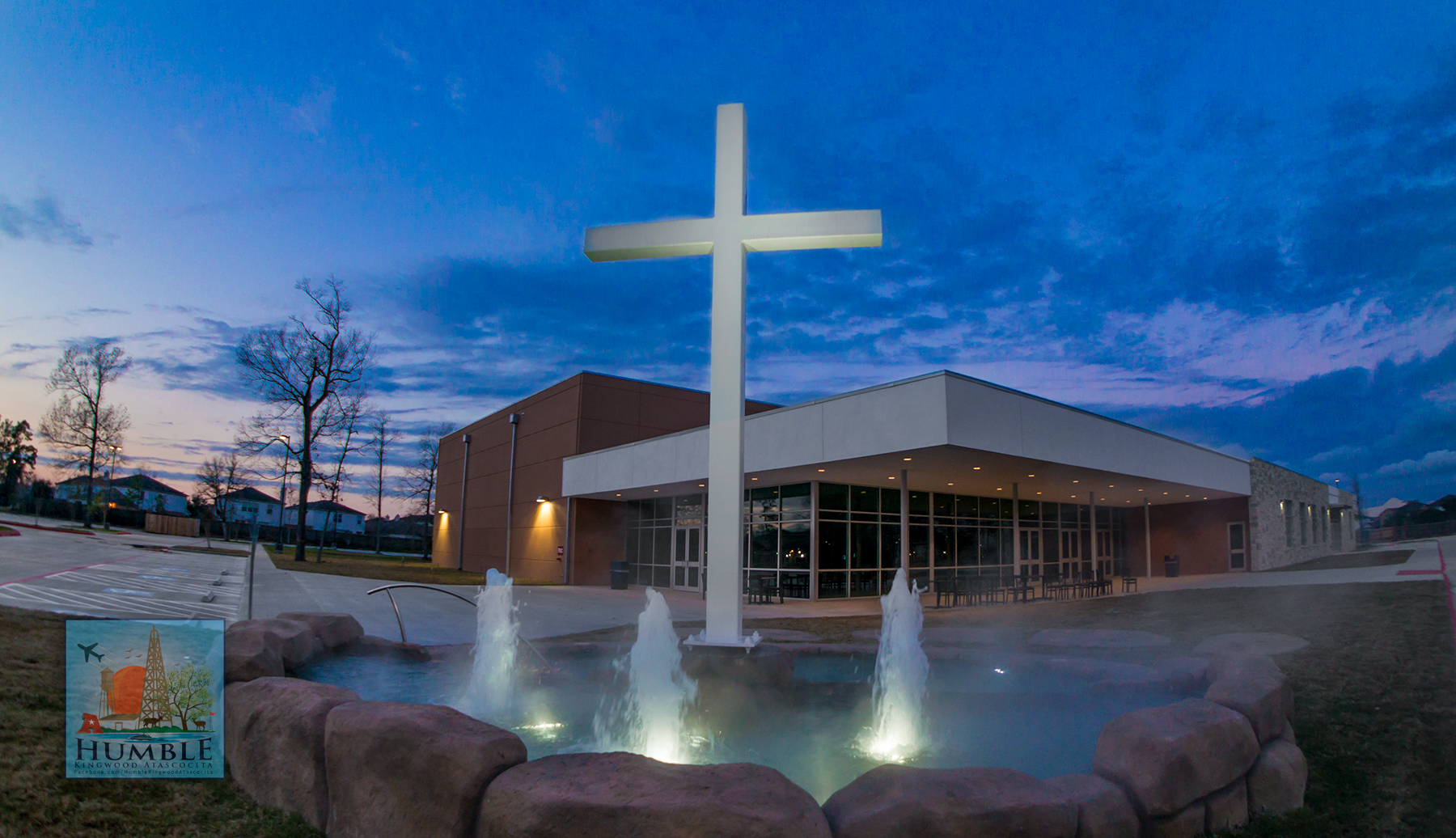 Sunset behind the new Woodlands Church East