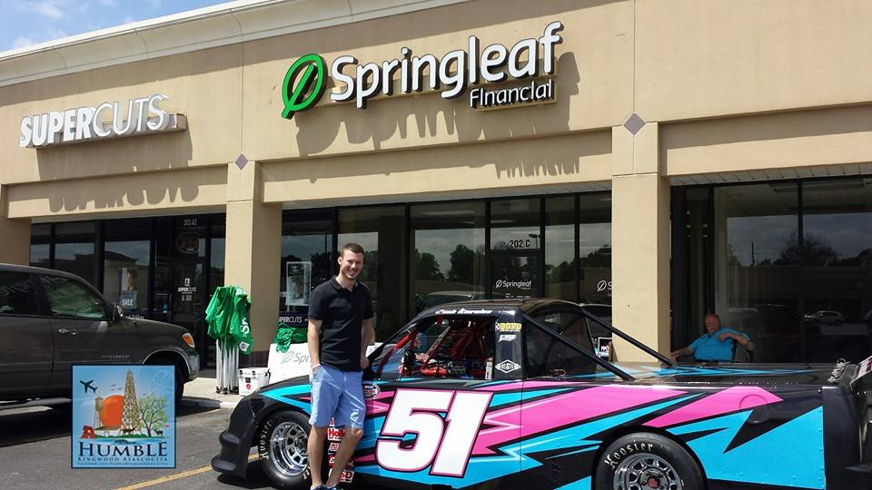 Zach Knowles at Springleaf Financial with his NASCAR TRUCK