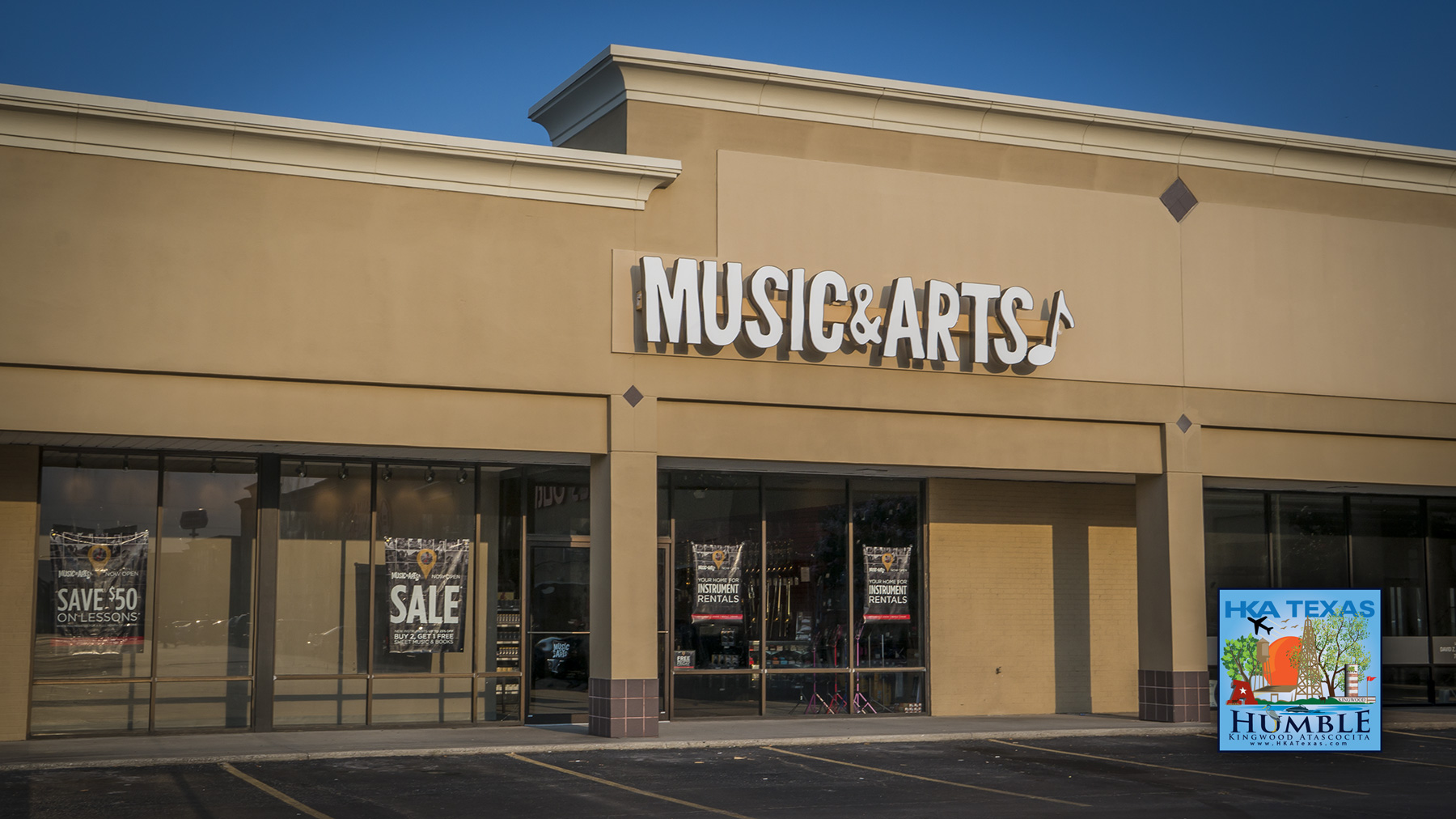Music & Arts, a national music store owned by the Guitar Center opens in Humble, Texas