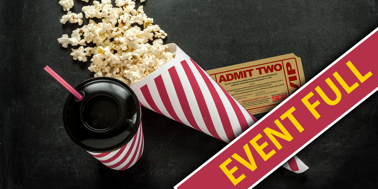 Free drinks, snacks, and movie celebrating the new SDX auditorium in Kingwood!