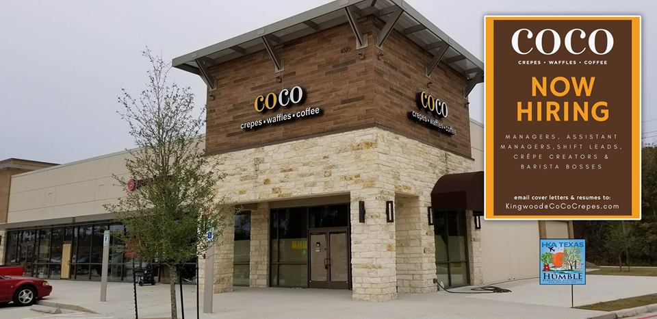 CoCo Crêpes, Waffles & Coffee is NOW HIRING for their new Kingwood Location